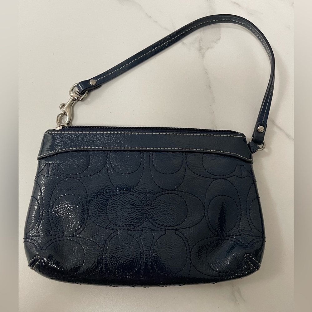 Coach Wristlet Navy Blue Wallet - Picture 2 of 3